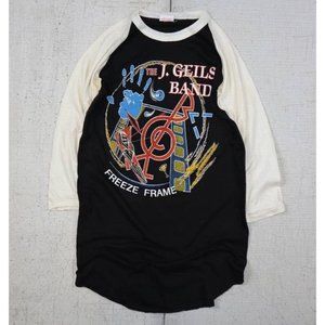 Vintage 80s J. Geils Band T Shirt  Freeze Frame World Tour Raglan Sz M